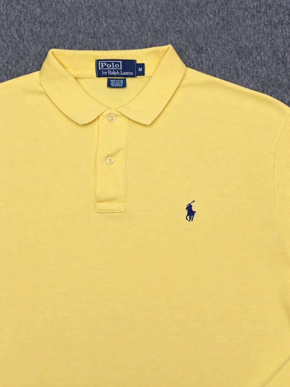 Polo Ralph Lauren Men's M Yellow Cotton Polo Navy Pony